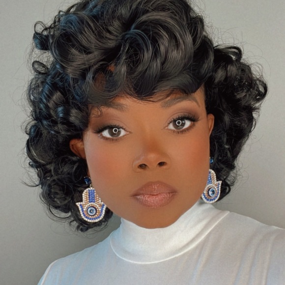 Blue Rhinestone Cluster Earrings - Picture 5 of 8